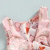 Trajes de baño de dos piezas para niños y niñas, traje de baño de Bikini con estampado Floral, Tops sin mangas con lazo y pantalones cortos, conjunto de traje de baño dividido