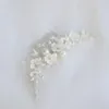 Wedding Hair Jewelry White Porcelain Flower Bridal Comb Piece Pearls Handmade Women Headpiece Ornament 230508