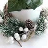 Fiori decorativi Bacche di Natale bianche/Steli di bacche Rami di pino Coni artificiali/Spray di agrifoglio bianco/Ghirlande per decorazioni