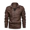 Mäns jackor Herrläderjacka Autumn Casual Motorcykel PU Fashion Biker Klädmärke EU