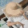 Stingy Brim Hats Natural Raffia Women Summer Hand Woven Straw Gilrs Holiday Sun Wide Floppy Panama Travel Beach 230508