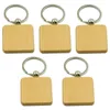 Keychains Lanyards 50Pcs DIY Blank Wooden chain Square Carved Ring 40 x 40 mm 230508