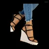 Sandaler kvinnor 2023 Summer Fashion Open Toe Wedge Heel Platform High Heels Ladies Shoes Chunky Female Zapatos