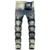 Jeans pour hommes s Slim jeans Stretch Haute Qualité Vintage Peinture Distressed Denim Coton Pantalon Froncé Designer pour 230509