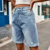 Shorts femininos 2023 Summer Jean Women Women High Cídhar Baggy Wide perna reta Jeans curto Casual vintage y2k jeans meia calça