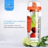 Water Bottles 1000ml Bpa free plastic sports fruit infusion bottle with infusion set juice vibration beverage bottle 230508