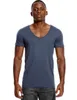 Męskie koszulki T-shirts Deep V szyja Towaczka dla mężczyzn Low Cut Vneck Vee Top Tees Fashion Męski Tshirt Niewidoczny Undershirt Slim Fit Short Sleeve 230509