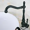Kitchen Faucets Black Brass Single Handle Hole Deck Mount Sink Faucet Swivel Spout Bathroom Basin Cold And Mixer Tap 2nf662