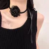 Pendant Necklaces Cool Retro Black Dinner Party Big Flower Lace Choker Collar Sexy Neck Band Necklace For Women Girls Jewelry