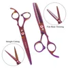 Forbici per capelli Drago viola 7.0 "Cani Animali domestici Cesoie per toelettatura Taglio dritto e curvo Lisca di pesce Assottigliamento Taglio Clippers B0021B