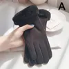 Cinq doigts gants daim femmes hiver plus velours épais sport de plein air cyclisme gant mignon coréen écran tactile chaud doigt complet