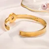 Neue Stil Armbänder Frauen Armreif Designer Brief Schmuck Kunstleder 18 Karat vergoldet Edelstahl Damen Armband Hochzeit Gif205p