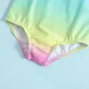 Deux pièces bébé filles maillots de bain infantile hors épaule sans manches dégradé imprimé Bikini enfants maillots de bain enfant en bas âge maillots de bain maillots de bain barboteuse