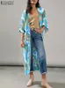 Kvinnor blusar skjortor zanzea kvinnor elegant cardigan blus vår kimono sommar tryckt blusa casual lös toppar tunika 34 ärm kemis 230509