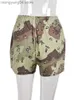 Dames shorts groene camouflage dames shorts shorts zomer elastische taille straat mode zakken shorts 2022 casual bottoms short lading broek t230509