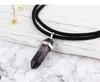 Colliers pendentif collier balle femme cristal rétro pierre naturelle quartz pendentif collier corde noire chaîne bijoux Y23