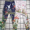 Women Gym Tracksuit Sport Croped Top Rabbit Print Yoga Outfit Summer Two Piece Tracksuits