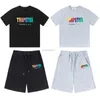 Designer Fashion Clothing Tshirt Tees Trapstar Rainbow Serviette Broderie Street Trend marque Ins Cotton Loose Short Sleeve Shorts Sports Set Summer Luxury Casual top