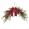 Decoratieve bloemen Milieu kunstmatige fir slinger kerstboomdecoratie groen rood Xmas rattan banners decor