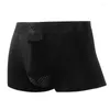 Underbyxor Sexiga män underkläder Guns Boxer Trousers Scrotal Support Ice Silk Bag With For Escroto