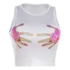 Serbatoi da donna Y2k Sexy Crop Top Slim Palm Print Solid Tank Western Style Abbigliamento donna 2023 Summer White Tops Fashion T-shirt