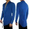 Stage Wear 8 Colors 2023 Men'S Latin Dance Shirt V-Neck Long Sleeve Tops Standard Ballroom Performance XS-2XL DWY1494