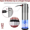 Bar Tools Electric Wine Bottle Opener Laddningsbar 5 i 1 Set med bas Automatisk korkskruv rostfritt för hemmabruk 230508