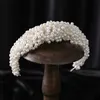 Wedding Hair Jewelry Luxury Full Pearls Crystal Silver Color Headbands For Bride Women Tiaras Vines Bands Handmade Accessories 230508