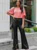 Women's Pants Fashion Black Sequin Wide Leg Flared For Women 2023 Spring Loose High Waist Shiny Trousers Party Clubwear