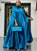 Dress CM.YAYA Elegant Women Satin Maxi Long Dresses Loose Robe Longue Mousseline Femme Streetwear Big Swing Dress Vestidos
