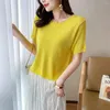 Dames t shirts kanten breien dames t-shirts zomer tops voor tieners witte blouses schattige losse korte mouw esthetische kleding Koreaans