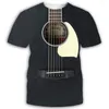 Мужские рубашки Summer Tops Tees 3D-печатная пламени гитара повседневные мужчины/женщины носят модную уличную одежду, футболка с выстрелом, плюс, панк-одежда размера
