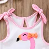 Barns badkläder sommar flamingo bikinis nyfödda flickor baddräkt en bit nya söta flickor strandkläder bikinis barn baddräkt ärmlös bikini set p230509