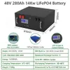 Pack de batteries LiFePO4, 48, 280ah, 14kwh, 6000 + cycles, 16S, 51.2V, 200ah, 300ah, RS485/CAN Off/On, système solaire sur réseau, garantie de 10 ans