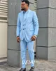 Men's Suits Blazers Design Suits for Men Blazer Sets Men Dress Light Blue Wedding Tuxedos Costume Homme 2 Pieces CoatPant 230509