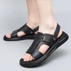 Sandalen topvivi mannelijke zomerschoenen buiten casual koehide strand echte lederen mannen twee gebruiken heren sandalen slippers 230508