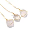 Pendant Necklaces 2023 1 PC New Rainbow Stone Natural Crystal Chakra Rock Necklace Golden Plated Quartz Nice Gift For Lover Friends Y23