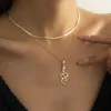 Pendant Necklaces Multilayer Gold Color Shiny Crystal Serpent Necklace Ladies Vintage Clavicle Chain Fashion Girl Jewelry
