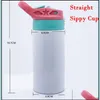 Water Bottles 5 Colors Bottle 12Oz Sublimation Children Straight Sippy Cup Mugs Stainless Steel Insulated Kids Home Travel Portable Dhtcc