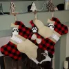 4 styles bas de noël plaid décoration de noël sacs-cadeaux pour animal de compagnie chien chat patte bas sacs-cadeaux arbre tenture murale ornement