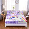 Set Unicorn 3pc Polyester Solid Fitted Sheet Mattress Cover Four Corners With Elastic Band Bed Sheet(2 pillowcases)