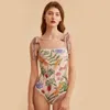 Women Reversible One Piece Swimwear Vintage Printed Swimsuit S-2XL with Dust Opp Bag