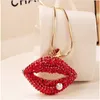 2020 trendy Hot-Sexy Red Lips Necklace Ladies Rhinestone Jewelry Necklace Sexy Style Gold Color Chain Necklacs For Party Gifts Fashion JewelryNecklace sexy