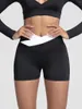 Shorts pour femmes été taille croisée sport femmes haute hanche ascenseur abdominale serré Yoga pantalon course Outwear Fitness