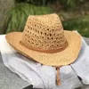 Chapeaux à large bord Seau Chapeaux Seau d'été pour femme West Cowboy Chapeau de paille Panamas Protection UV Pare-soleil Bord de mer Chapeau de plage Chapeaux d'été 230506