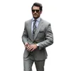 Abiti da uomo Eleganti da uomo d'affari Grigio Blazer da sposa Slim Fit Homme 2 pezzi Giacca Pantaloni Completi Set formali su misura