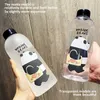 Novas garrafas de água de 1000ml, copo fofo de urso panda com canudo, garrafa de água transparente de desenho animado, copo fosco à prova de vazamento