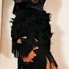Wear NY01 SH018 Tassel Hollow Design Female Jupe de danse latine Femme Ballroom Dancing Robe Performance Costume Belly Suit