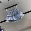 Spódnice 2023 Summer Sexy Ruffle Mini Denim Spódnica Kobiety Patchwork A-Line krótkie dżinsy S567