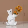 Decoratieve bloemen Modern Home Decor Artificial Living Room Desktop Decoratie Bear Stand Vaas Moederdag Ornament Resin Gift